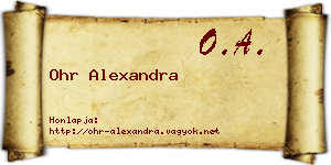 Ohr Alexandra névjegykártya